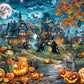 Halloween Puzzle for mature-themeds 1000 Pieces Bats Full Moon Haunted House Witches Pumpkins Jigsaw Puzzles for mature-themeds and Kids 1000 Piece Dark Fantasy Halloween Scene