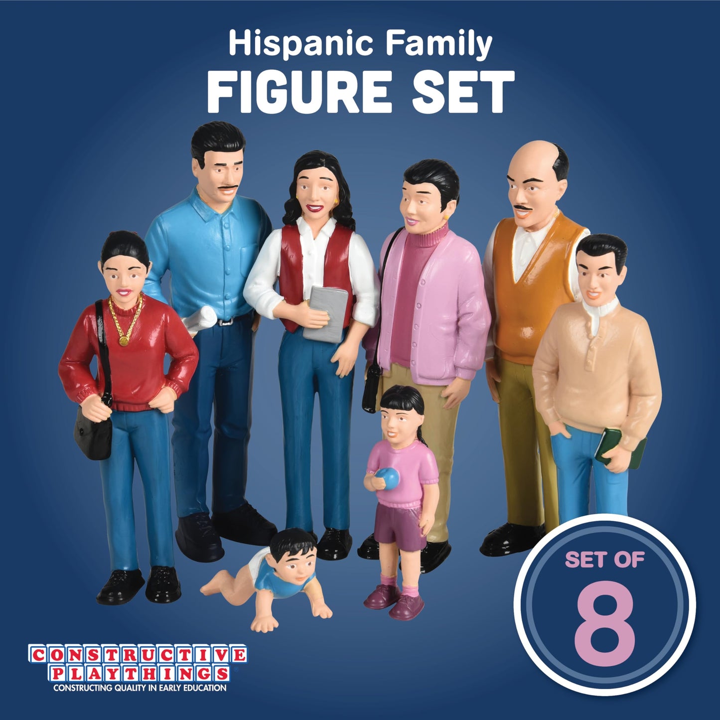 Creative Minds Marvel Education Hispanic Family Toy Figure Set for Kids Ages 3+, Set of 8 Inclusive and Diverse Dollhouse Toy Fi