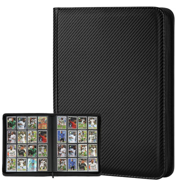 Trading Card Binder 16 Pocket  GERMUN PU Cover Card Binder for 1000+ Cards  enhanced Trading Card Holder Folders  Double Sided Pocket Card Album for MTG  TCG (Carbon Black)