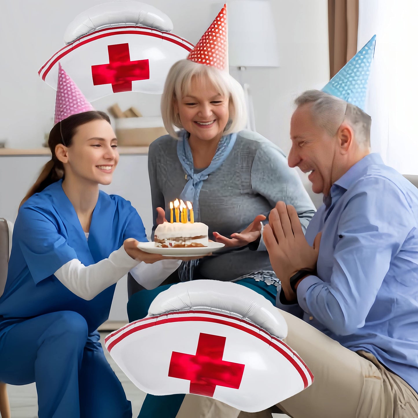 CYMYLAR Nurse Cap Balloons 3 PCS/Nurse Party Decorations/Nurse Graduation Decorations/Nursing Graduation Party Supplies/Nursing