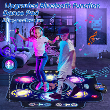 Dance Mat For Kids - Electronic Dance Pad With Light-Up 6-Button & Wireless Bluetooth, Music Dance Game Mat With Built-In Music