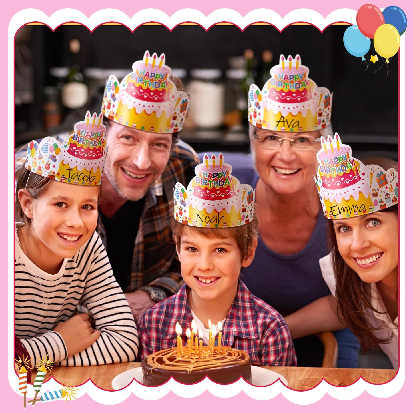 Outus 42 Pack Happy Birthday Crowns for Kids Classroom with Elastic Band for Teachers Students Kindergarten Party(Vivid Style)