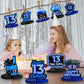 Happy 90th Birthday Honeycomb Centerpieces 9Pcs Stylish Sophisticated Blue Neon Theme Table Decor for Boys Girls Birthday Party