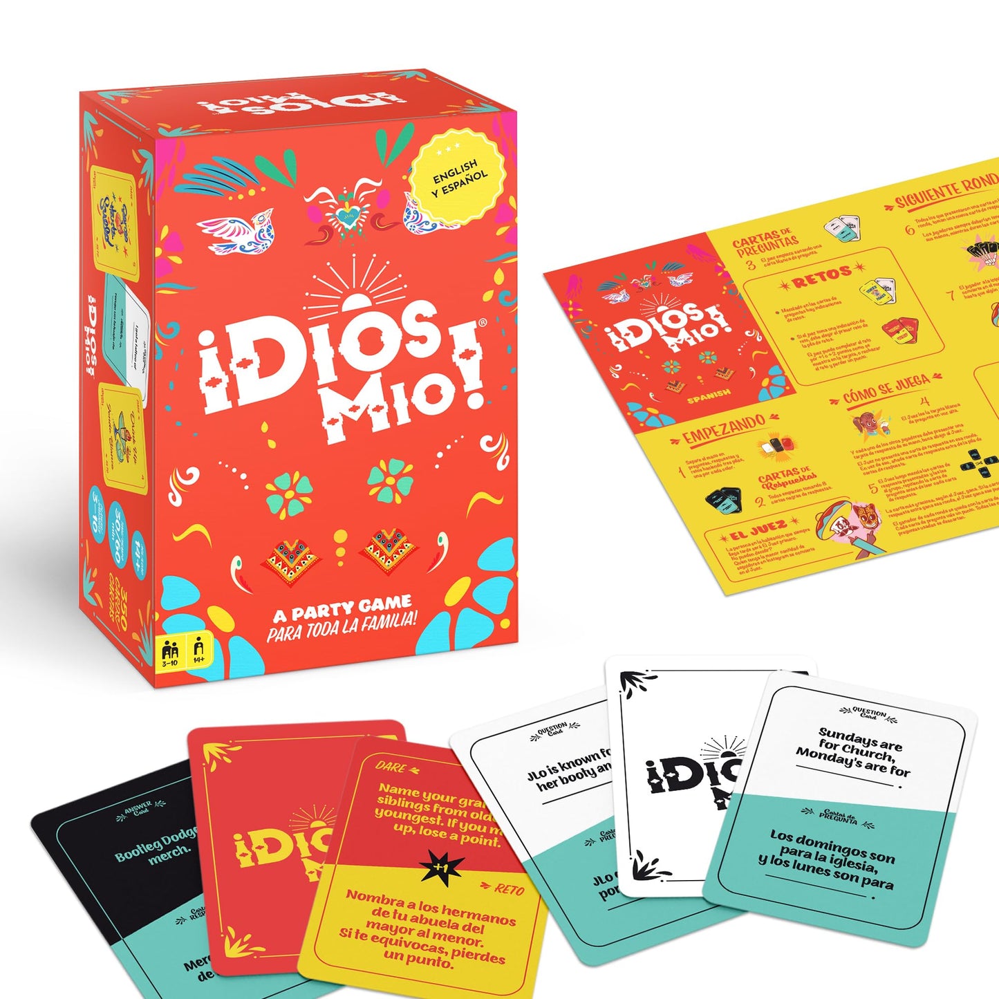 FITZ Dios Mio! Latino Party Game - 275 Bilingual Cards for Ages 17+, Multicolor, Model 100905