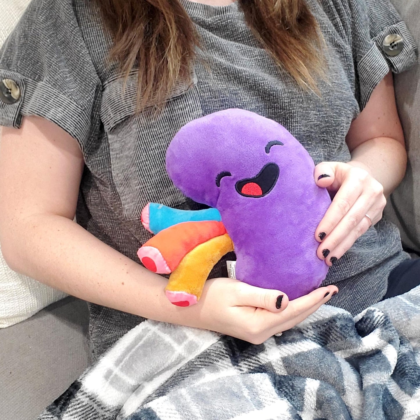 Attatoy Plush Kidney Stuffed Toy - 8.5" Polyester, Purple/Multicolored - Ideal Get Well Gift & Health Education
