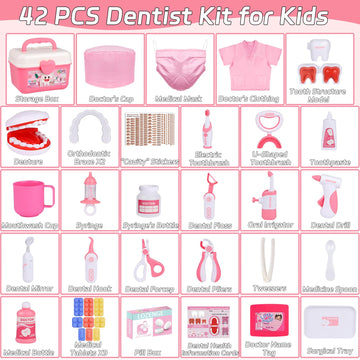 Gifts2U Dentist Kit for Kids, 42Pcs Doctor Kit for Toddlers, Educational Dentist Toys for Kids, Kids Dentist Playset, Dentist To