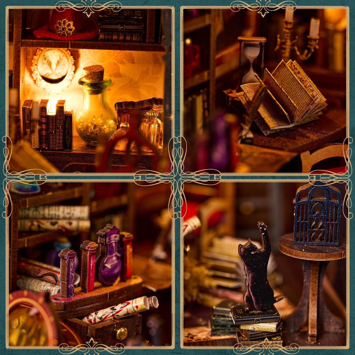 Book Nook Kits For Adults, Miniature House Dollhouse Kit For Teens, Diy Crafts For Adults, Bookshelf Decor Magic House With Led