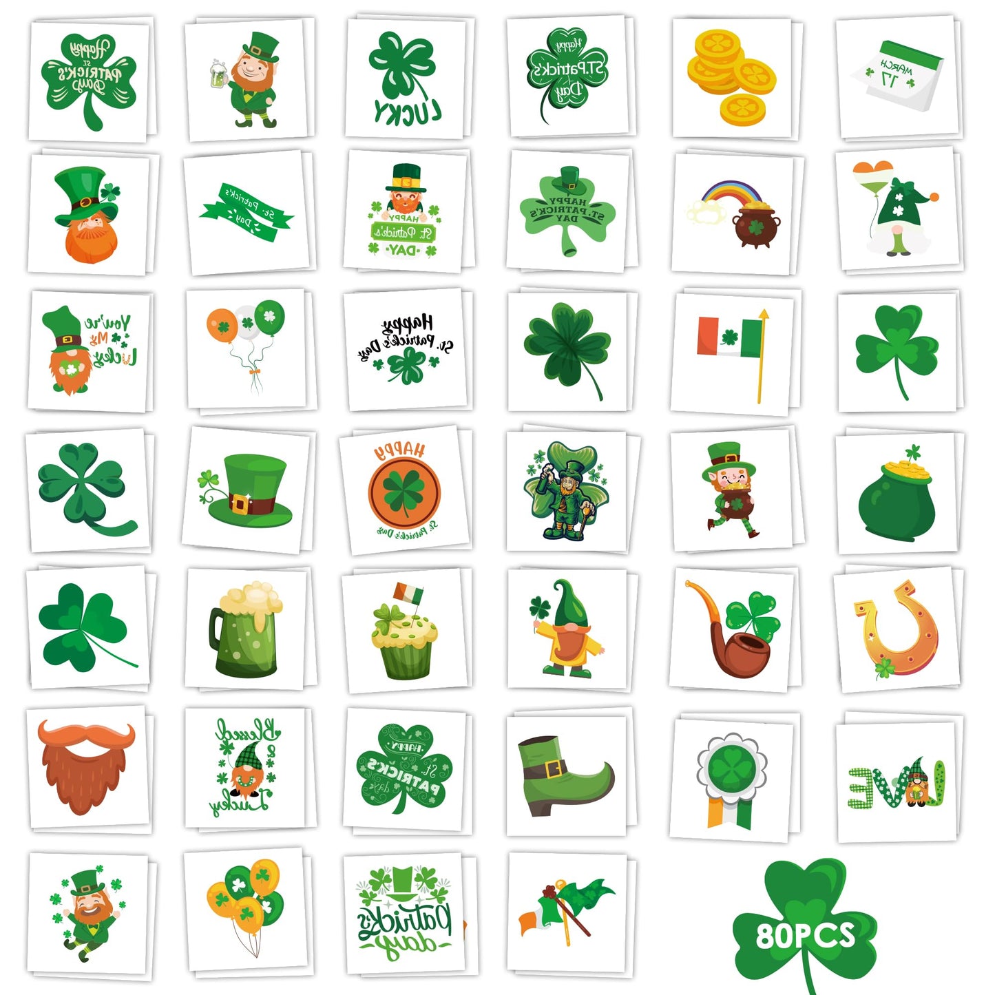Mddruiqi 80 Pieces St Patrick'S Day Tattoos For Kids Over 3 Years Old