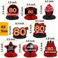 Happy 80Th Birthday Red And Black Table Honeycomb Centerpieces Balloons Theme Decor Table Decorations Table Toppers For Girls Women Princess 80 Years Old Birthday Party Bday Supplies Background Gold