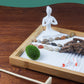 Melonva Japanese Zen Garden For Desk - Life Flows 12'' X 8'' Desktop Mini Zen Garden With White Sand Artificial Tree Rocks Rakes