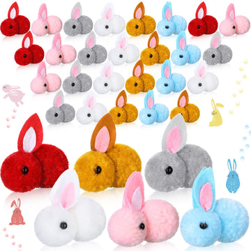 48 Pcs Easter Mini Plush Bunny Tiny Rabbit Plush Stuffed Animals Soft Little Bunny Toys Tiny Bunny Plush Doll Hanging Pendant Or