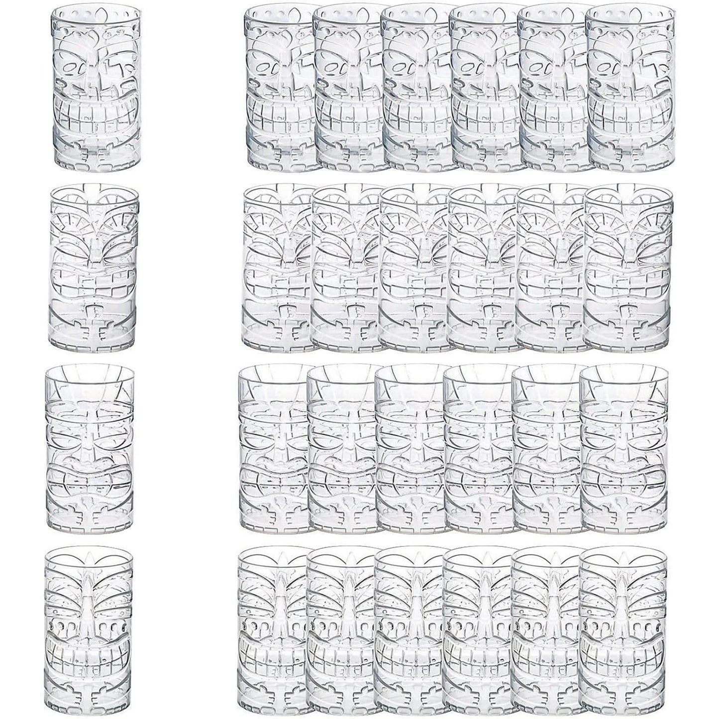 Fun Express Bulk Clear Tiki Totem Plastic Cups, 24 Piece