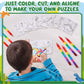 Fullhawl 12 Sets Dinosaur Puzzles for Dinosaur Theme Color Your Own Puzzles DIY Dino Jigsaw Crafts with 12 Stackable Crayons and 12 Bags for Tropical Jungle Gifts Birthday Party Supplies Favors