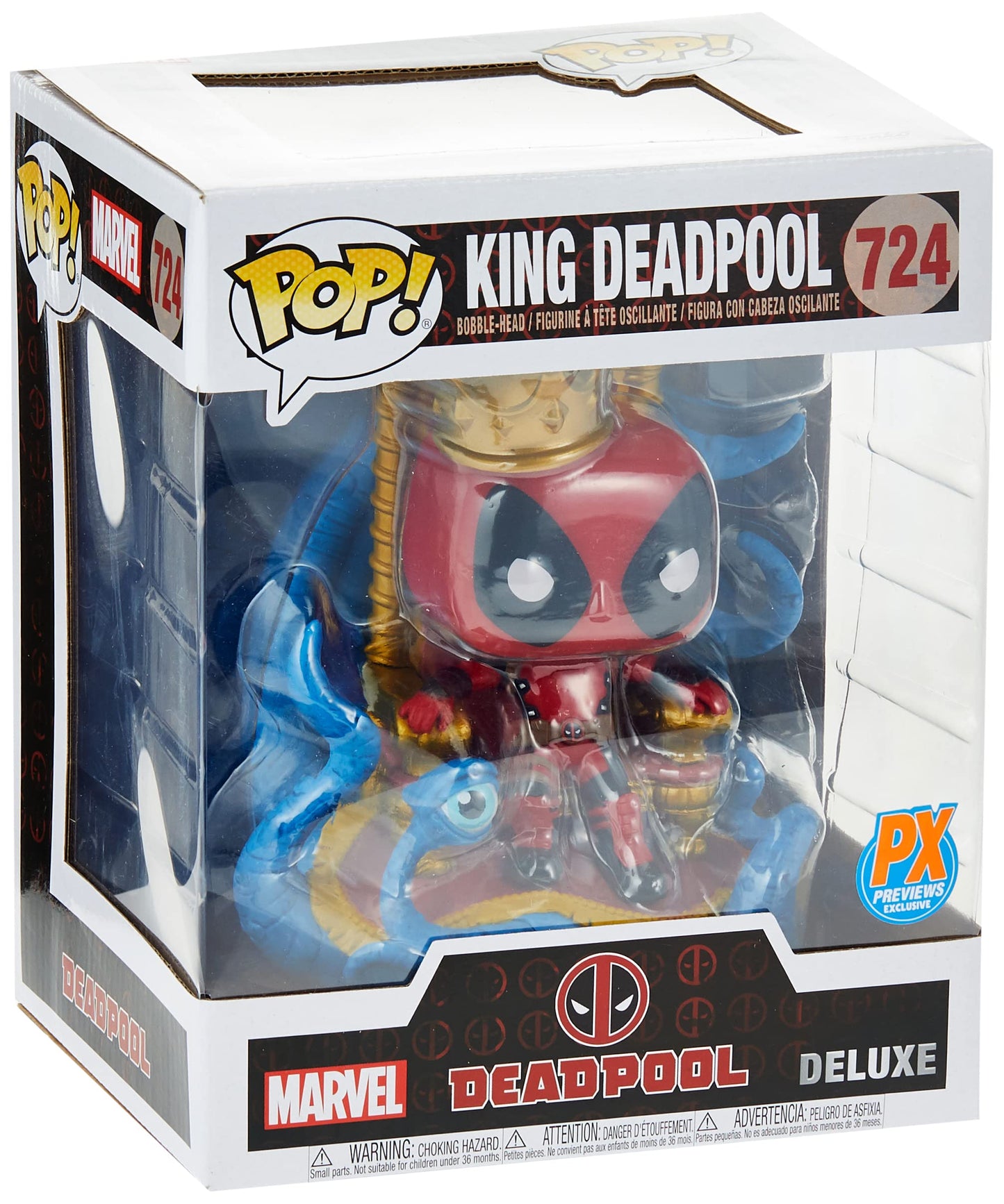 Funko Pop! Deluxe Marvel King Deadpool Vinyl Figure - Multicolor, Standard Size, Model 889698522663