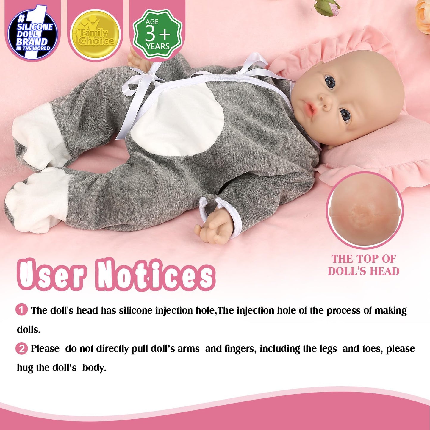 Vollence 17 Inch Full Body Silicone Dolls Boy Anatomically Correct Real Silicone Baby Dolls Toys For Kids Toddlers Child Childre