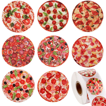 Blulu 600 Pieces Pizza Stickers Roll Realistic Pizza Stickers Italian Food Party Decoration for Classroom Reward Party Gift Favo