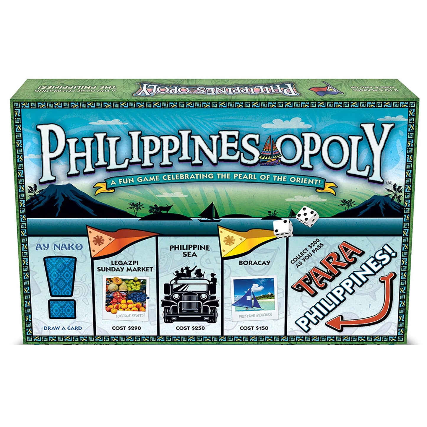 Late For The Sky Philippines-Opoly Board Game, Family Fun for 2-6 Players, Cardboard, Multicolor, 311.25 in³, Ages 8+