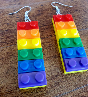 Long Colorful Lego Building Blocks Dangle Earrings By Pashal