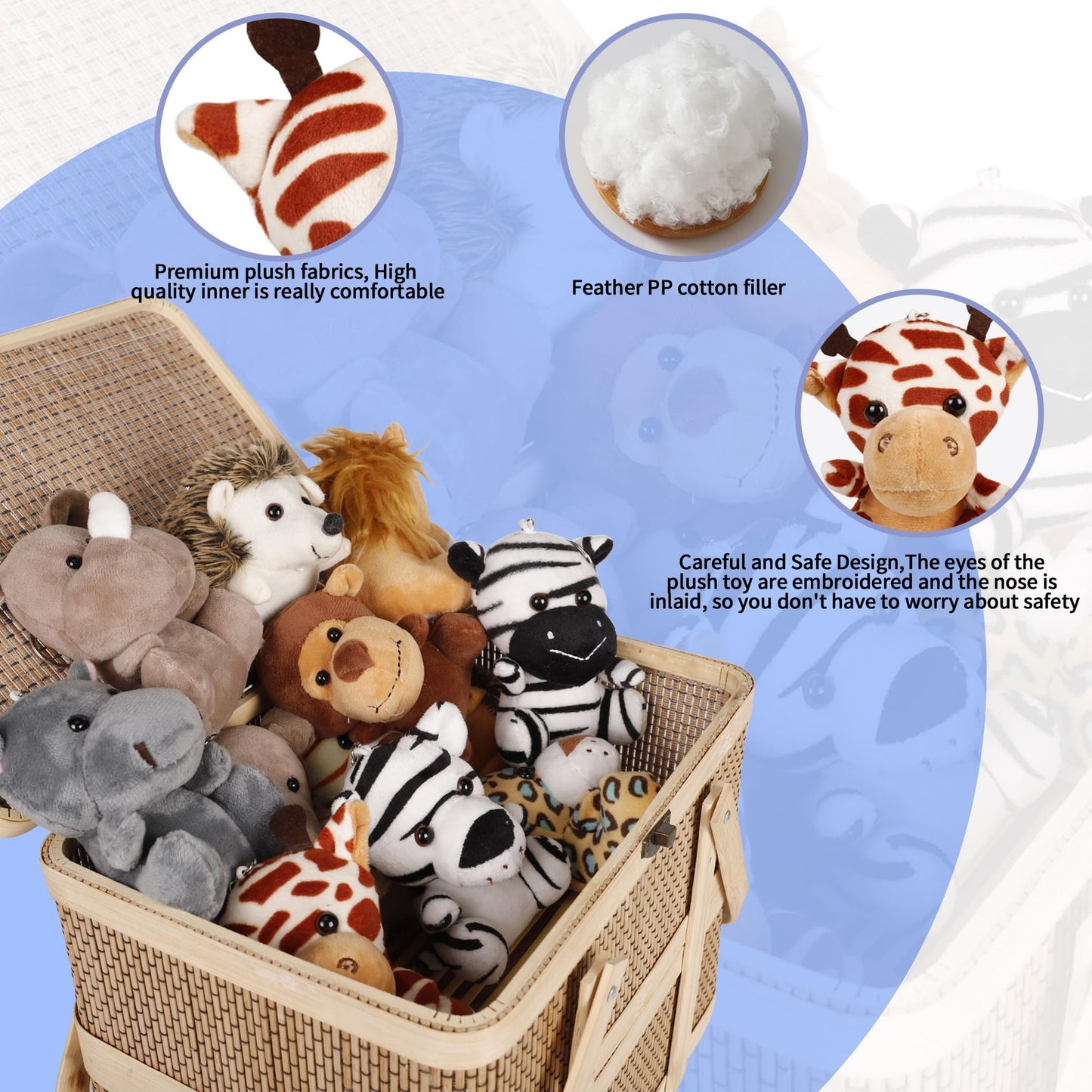 Valentines Day Gifts For Kids - Small Stuffed Animals Bulk, 12 Pieces Cute Plushies, 4.5 Inch Mini Forest Animal Plush Toys, Val