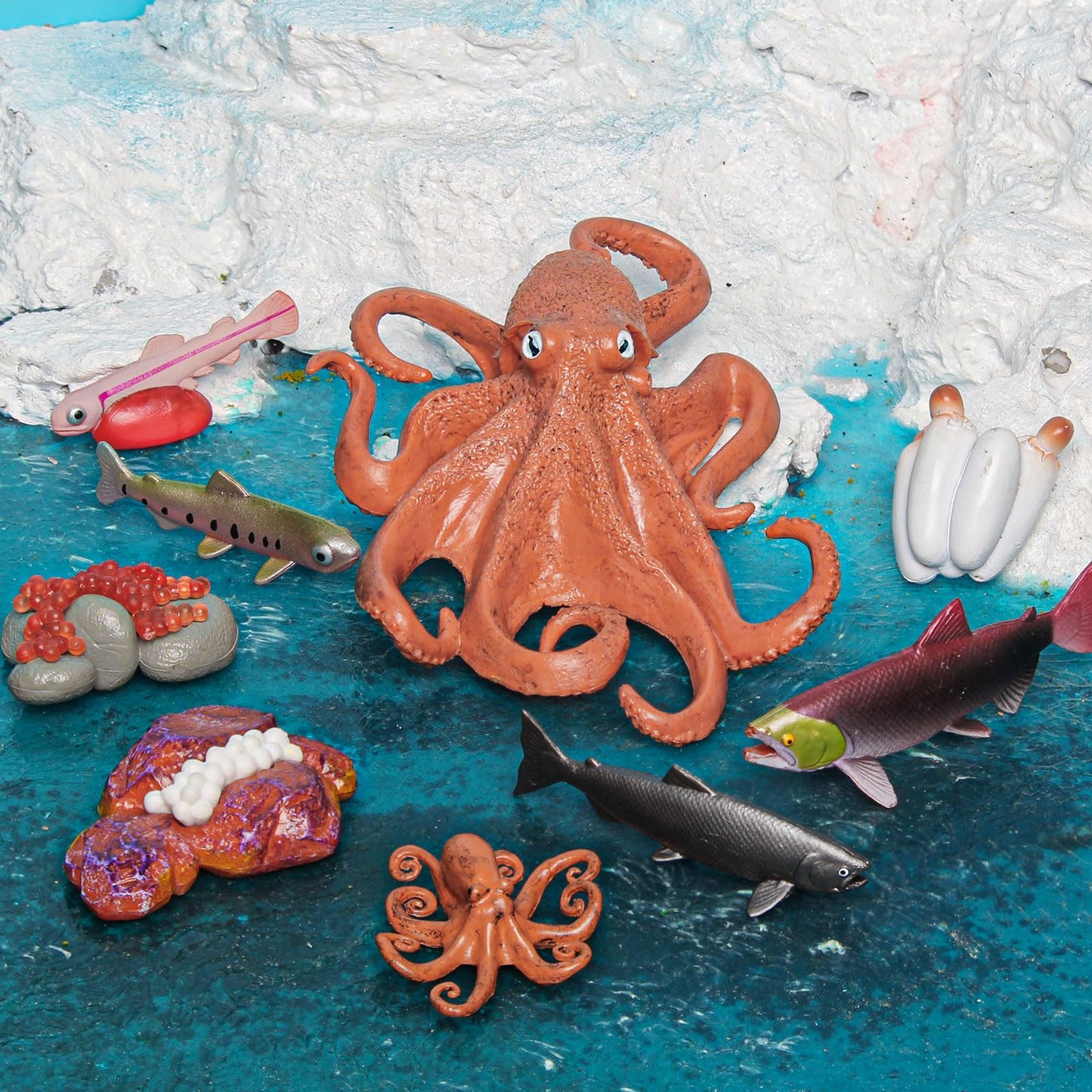 Fish Life Cycle Of Octopus Figurines Salmon Figurines Octopus Figures Set Toys Realistic Animals Preschool Animals Eduactional P