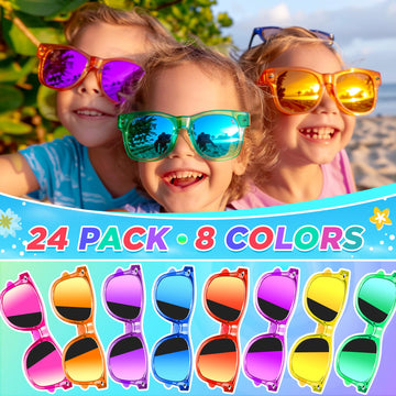 Giftinbox Kids Sunglasses Bulk, 24Pack Translucent Sunglasses For Kids Boys Girls Age 3-8, Valentines Day Gifts For Kids, Birthday Party ,Beach, Pool Party Favor
