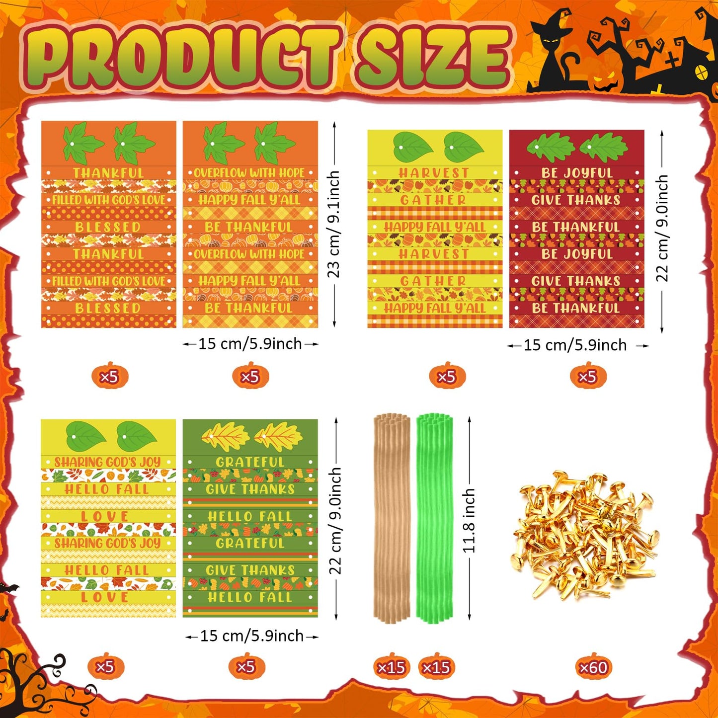 Mooliwe 30 Set Fall Pumpkin Crafts Bulk Religious Christian Craft Kit DIY Autumn Paper Fall Tree Ornaments for Thanksgiving Hall