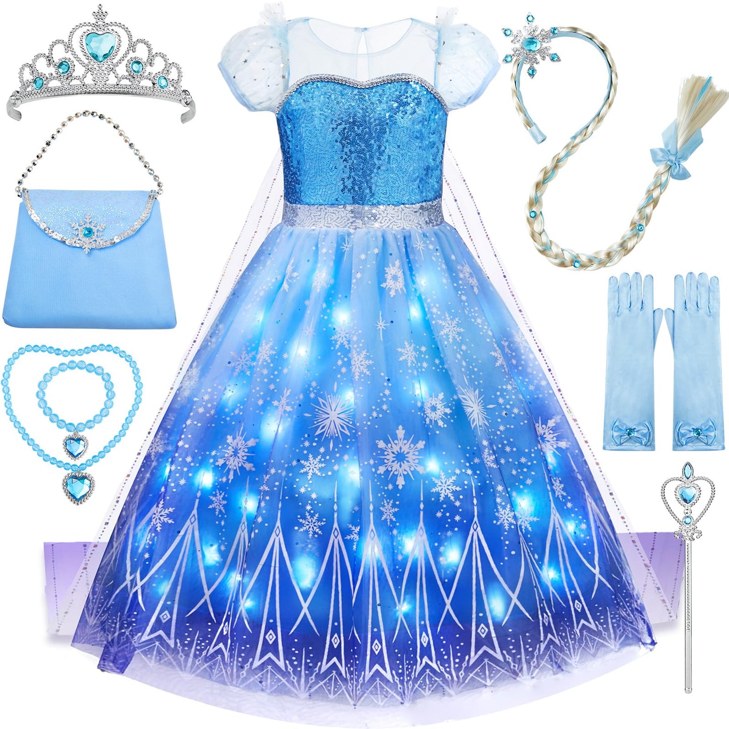 Davvew Princess Dresses For Girls Halloween Light Up Princess Costume For Little Girls Christmas Toddler Princess Dress Up Cloth