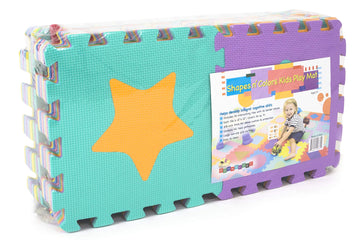Prosource Kids Foam Puzzle Floor Play Mat With Shapes & Colors 36 Tiles, 12'X12' And 24 Borders