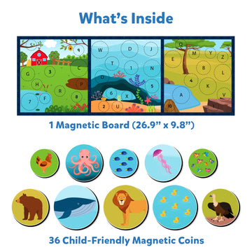 Skillmatics Magnetic Matching Activity - Letters, Numbers & Animals, Preschool Learning Toy & Game For Kids, 35+ Magnetic Pieces, Gifts For Boys & Girls Ages 3, 4, 5, 6