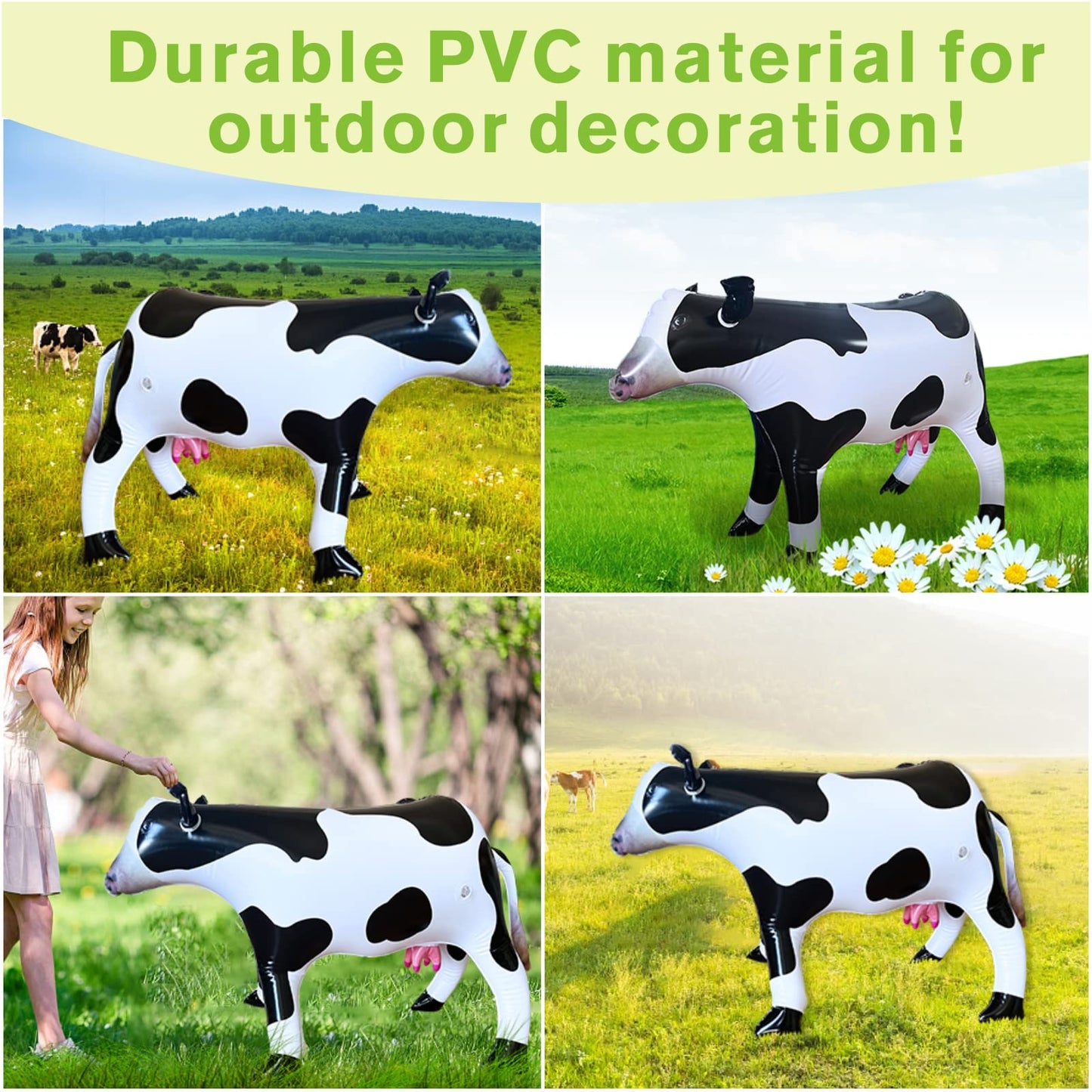Ileisurely Inflatable Cow, Farm Party Decorative, 37-Inch Blow Up Animals For Farm, Indoor & Outdoor Cow Theme Party Supplies, B