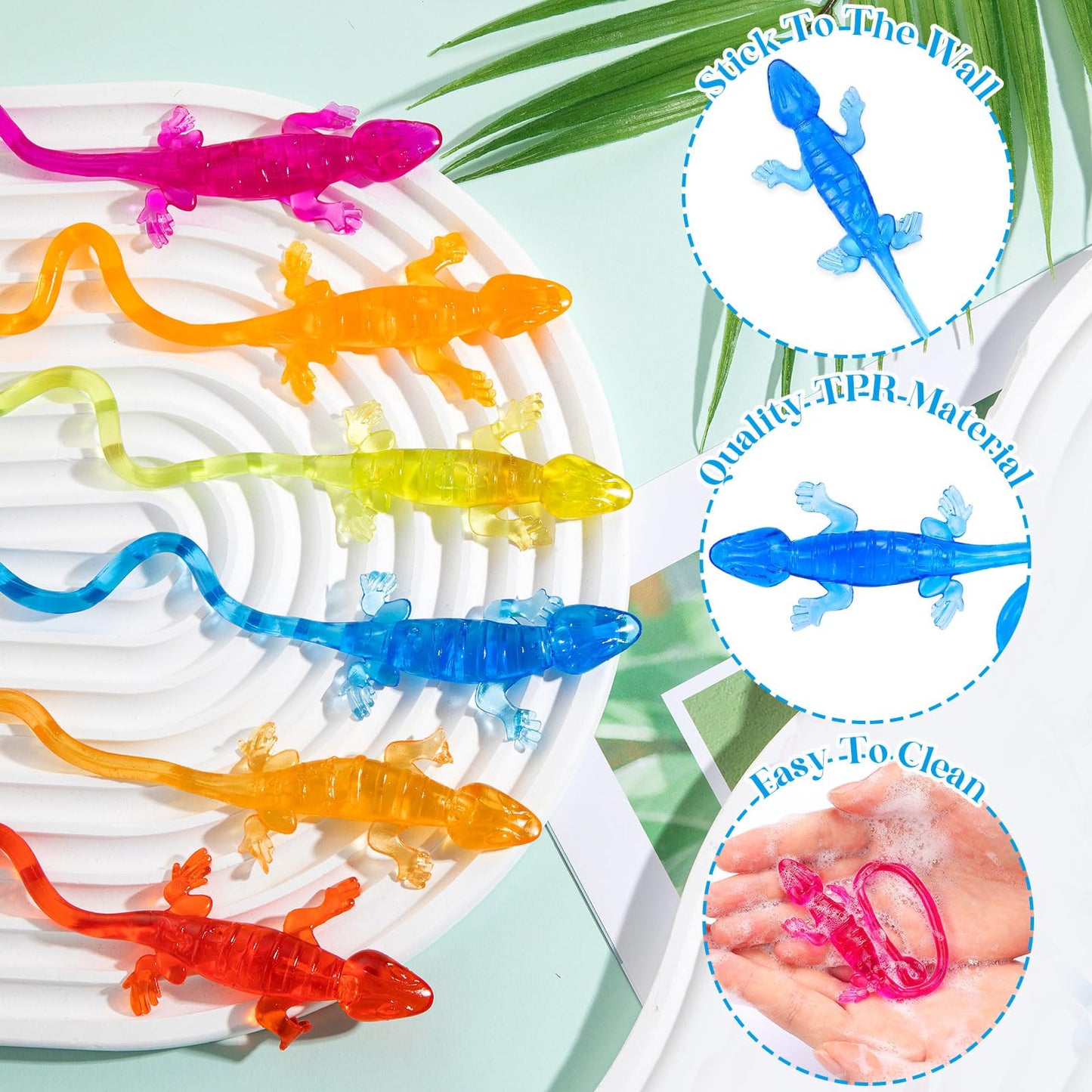 Hlartnet 46 Pcs Sticky Lizards For Kids, Stretchy Sticky Lizards Toys Bulk For Reptile Party Favors, Children Lizards Gifts For Goodie Bags Stuffers Pinata Filler Students Rewards