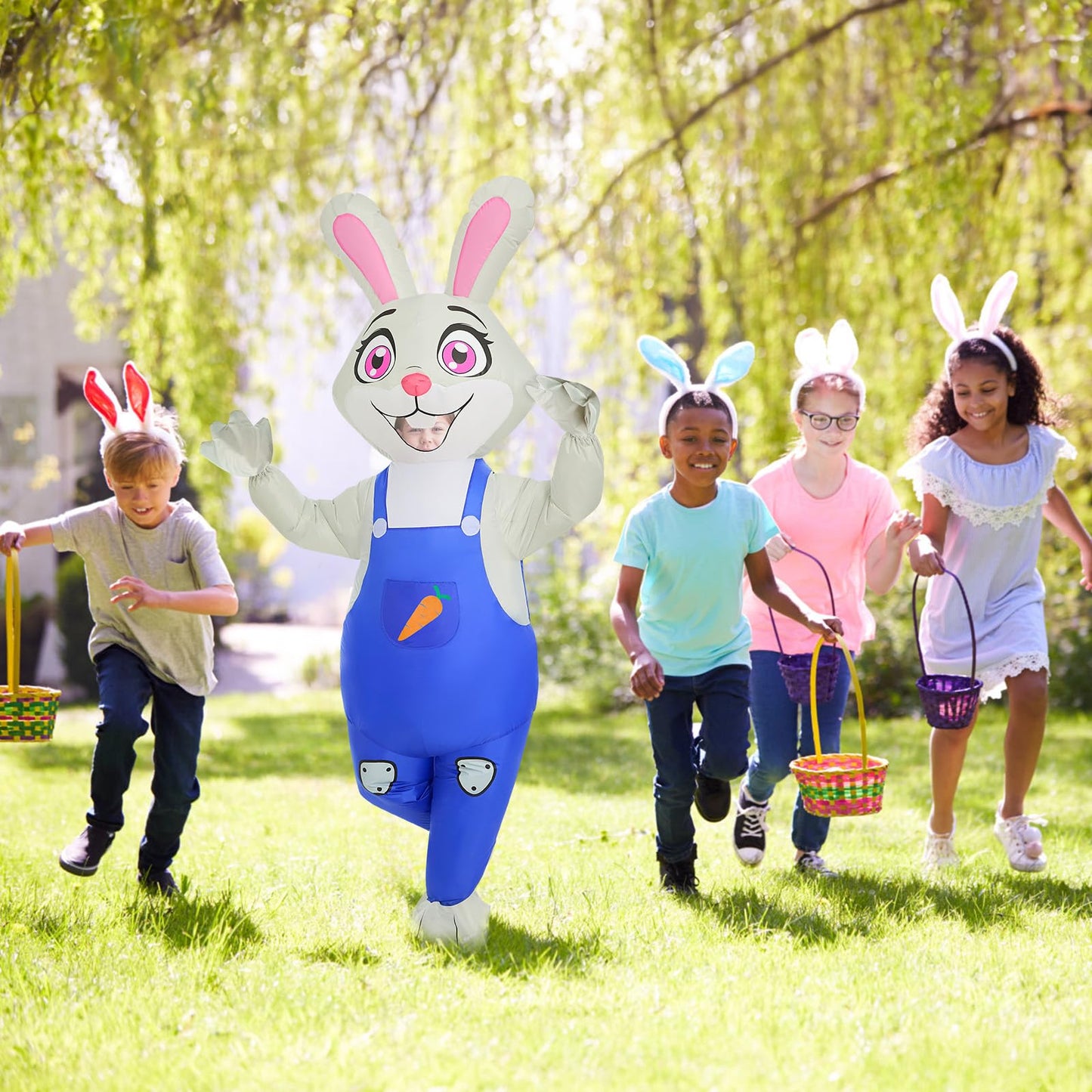 Xyjkidses Inflatable Bunny Costume For Kids Easter Bunny Costumes Kid Rabbit Blow Up Costume For Cosplay Party (Kid Bunny Costum