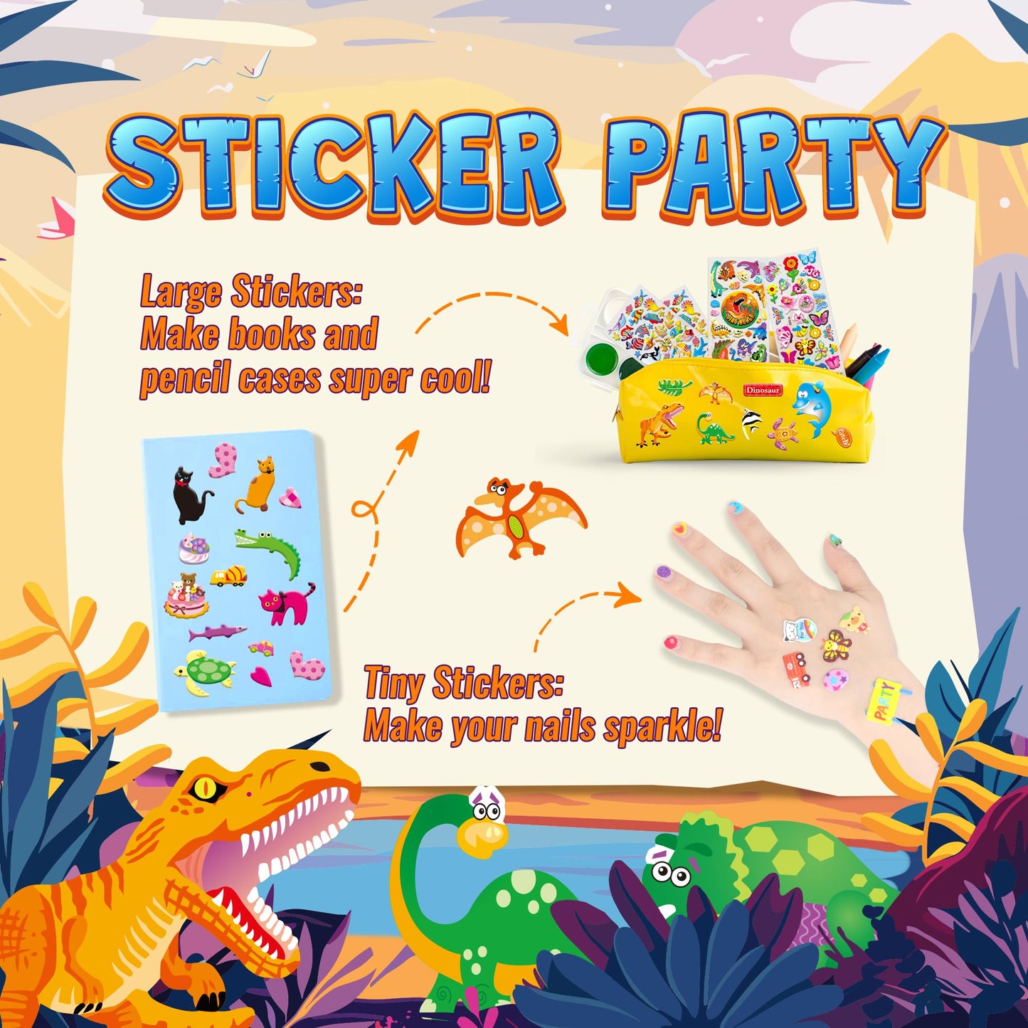 Sinceroduct 3200+ 3D Puffy Stickers for Kids - Multicolored Animal Designs, 64 Sheets, Vinyl Crafting & Classroom Rewards