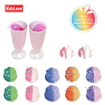 Kidzlane Ice Cream Play Set | 34 Piece Ice Cream Toy Set with Color Changing Scoops & Toppings | Pretend Play Food Toy for Kids