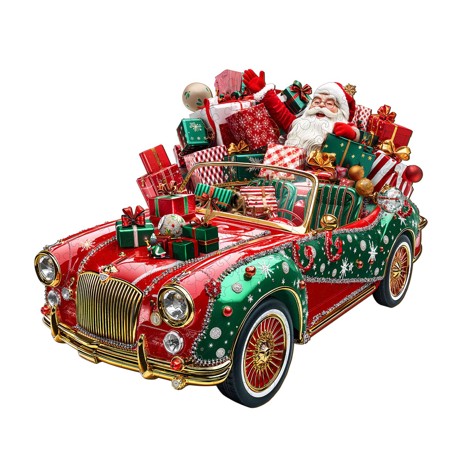 Jigfoxy Wooden Puzzle for mature-themeds  Crazy Christmas Jigsaw Puzzles for mature-themed  Unique Animal Shape Wood Cut Puzzles  Christmas Thanksgiving Gifts for Friends Family (M-11.4 * 9.9in-145pcs)