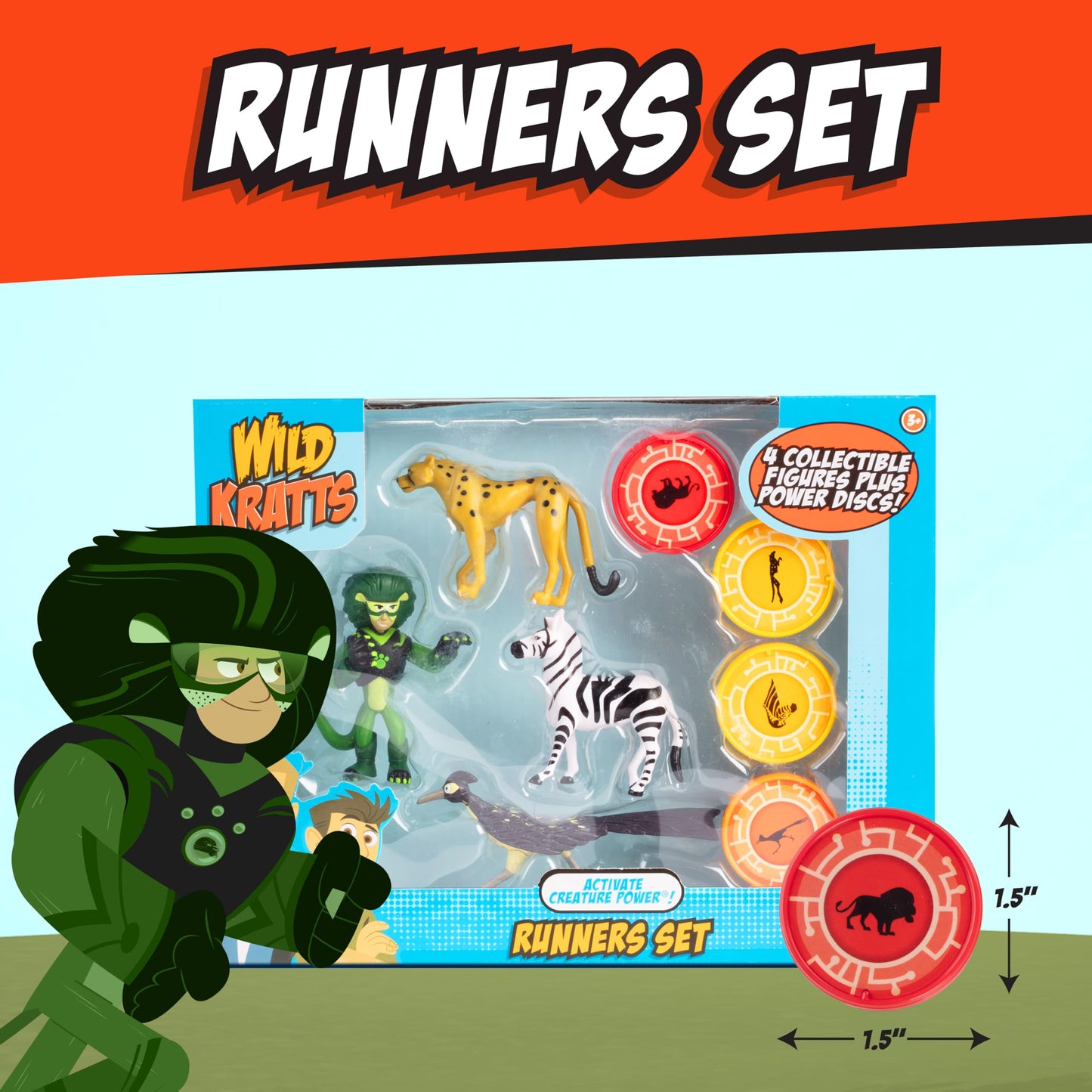 Wicked Cool Toys Wild Kratts, Activate Creature Power, Runners 4-Pack Figure Set