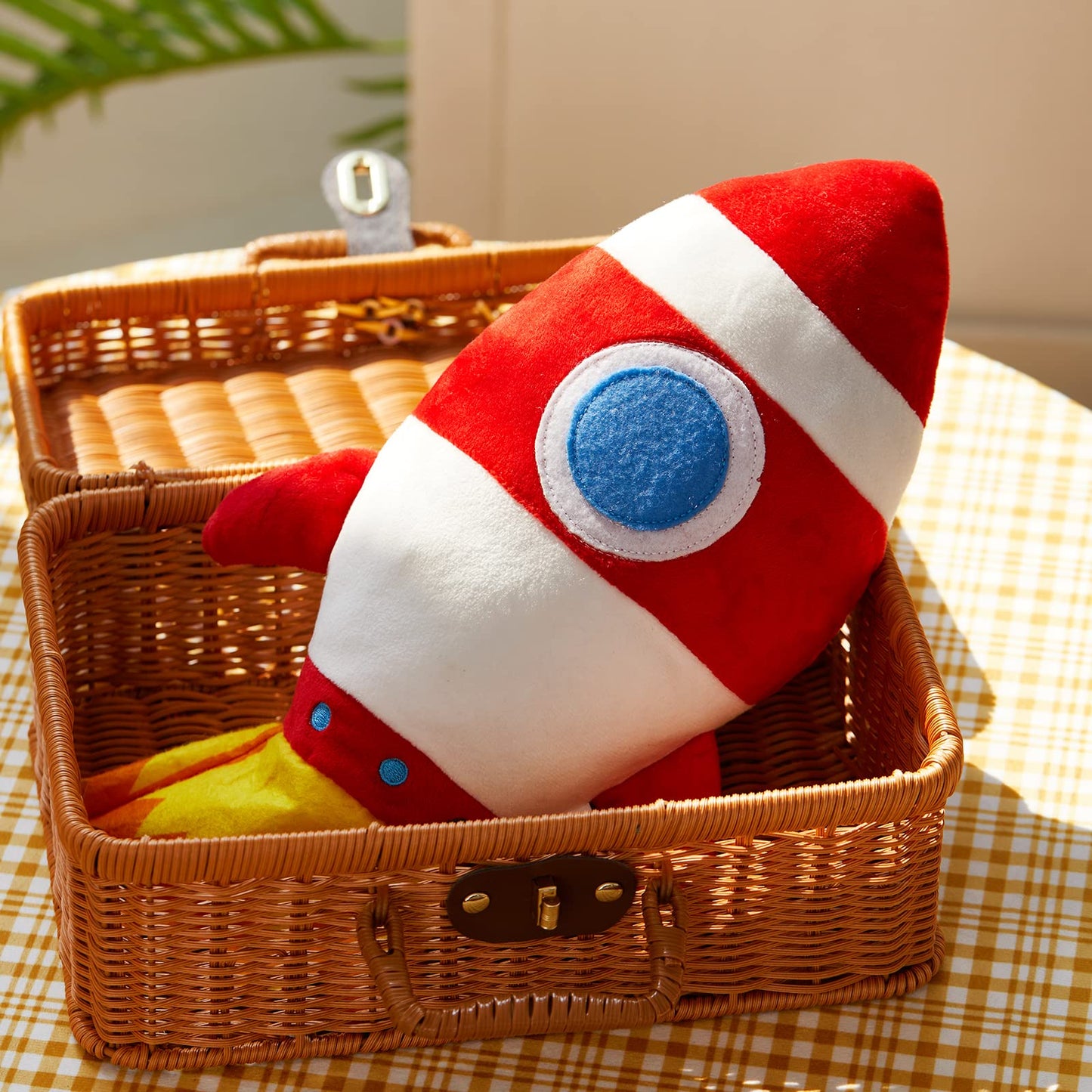 Bstaofy Light Up Red Rocket Plush Toys Stuffed Led Glow Soft Cozy Nightlight Kids Gifts For Toddlers On Birthday Christmas, 14.5’’