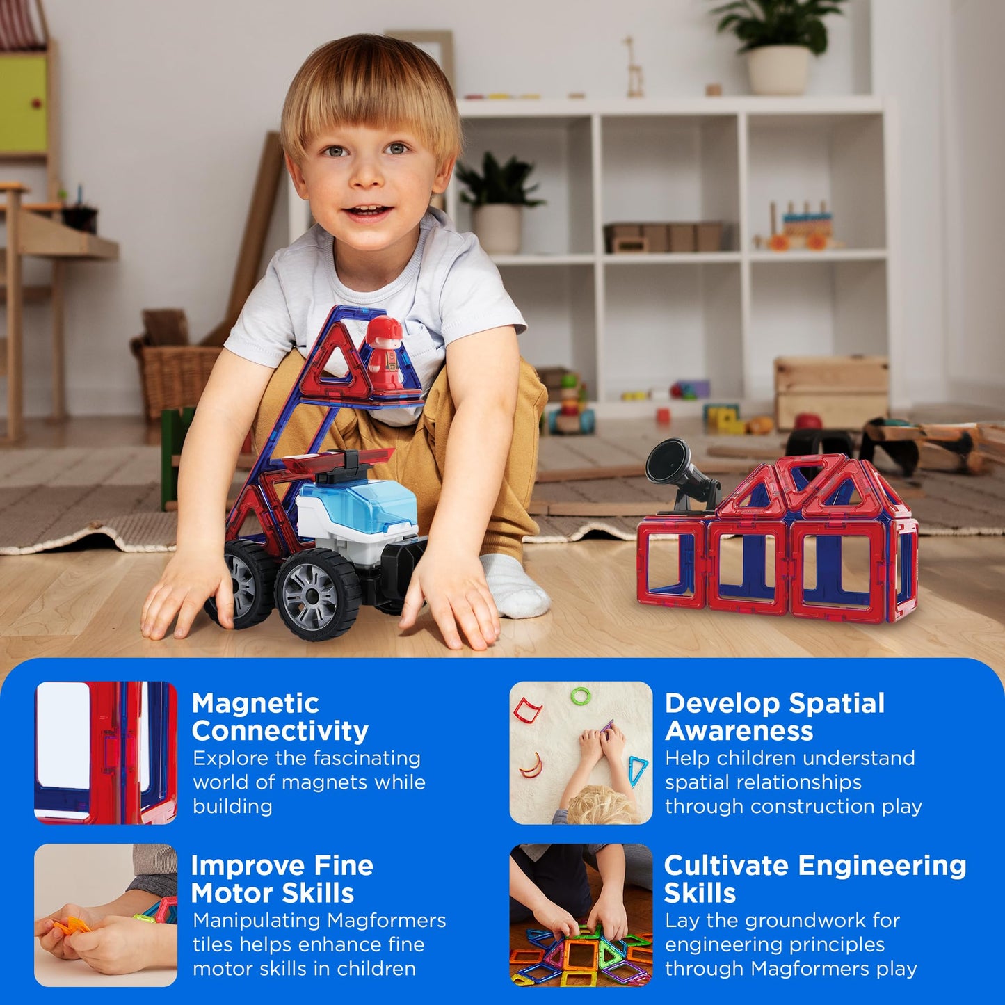 Magformers Amazing Police And Rescue 26Pc Set | Magnetic Tiles For Stem Development And Critical Thinking | Magnetic Blocks And Building Tiles To Develop Problem-Solving Ability And Shape Recognition