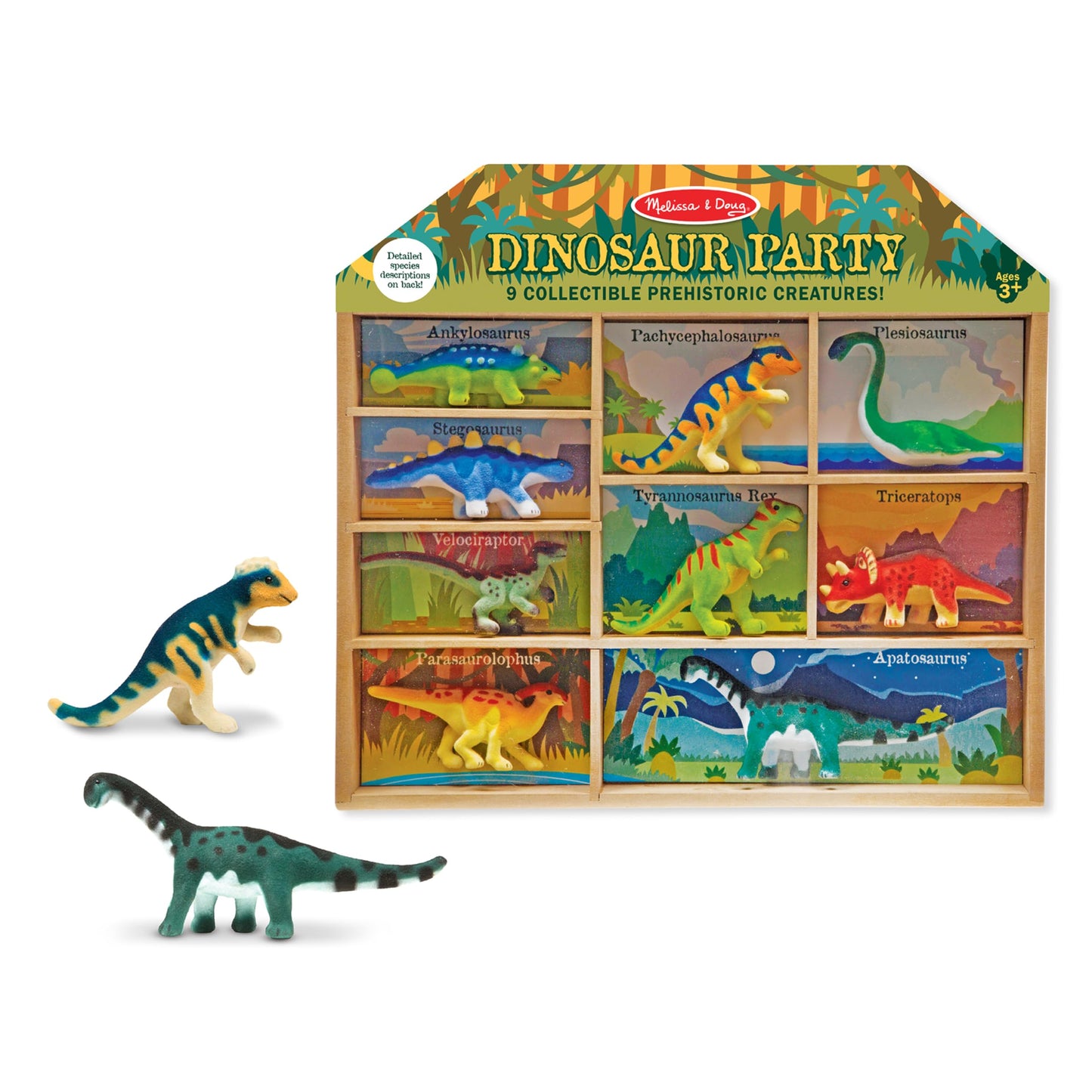 Melissa & Doug Dinosaur Party Play Set - 9 Collectible Miniature Dinosaurs in a Case