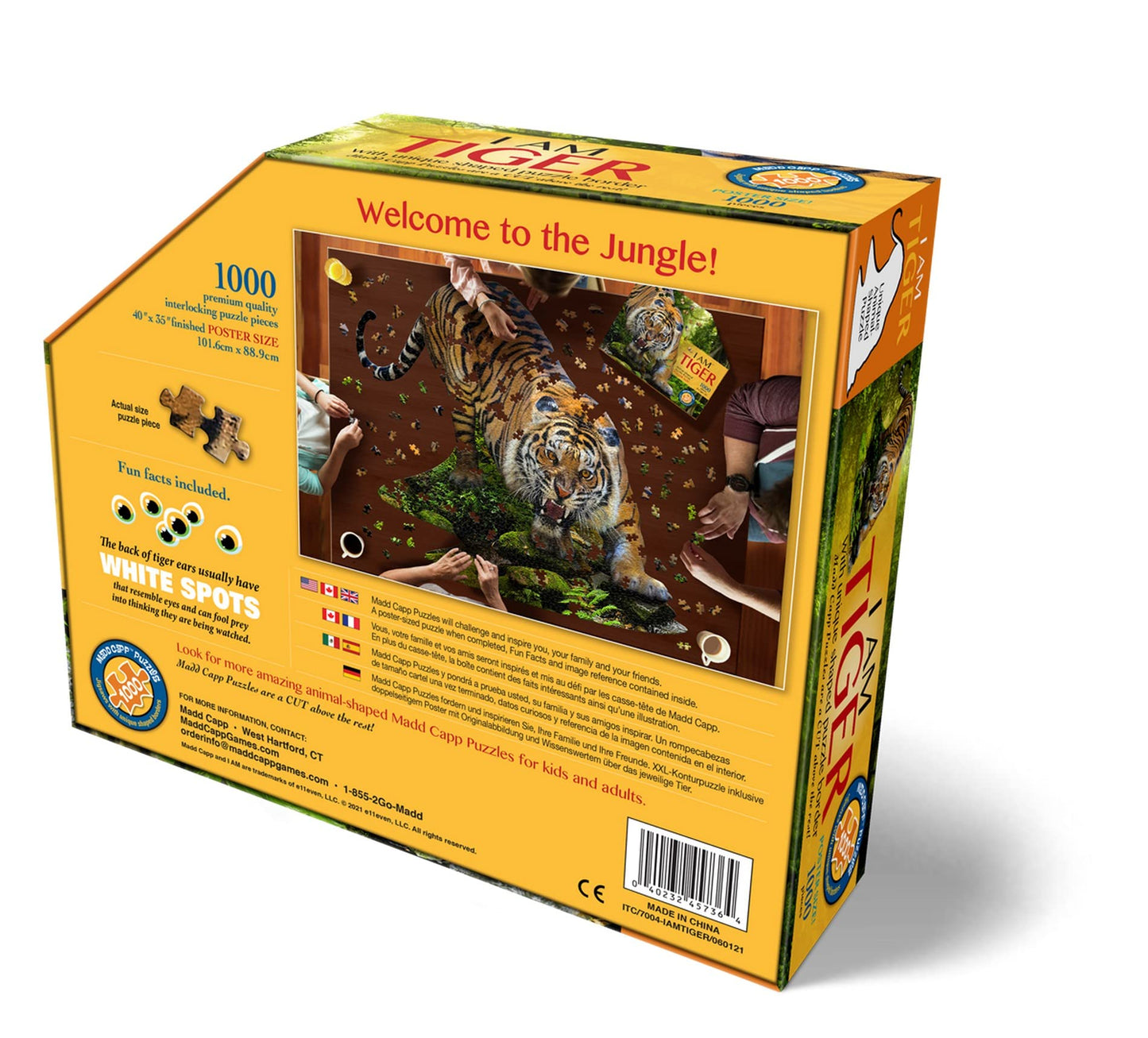 Madd Capp Puzzles - I Am Tiger - 1000 Pieces - Animal Shaped Jigsaw Puzzle, Multi
