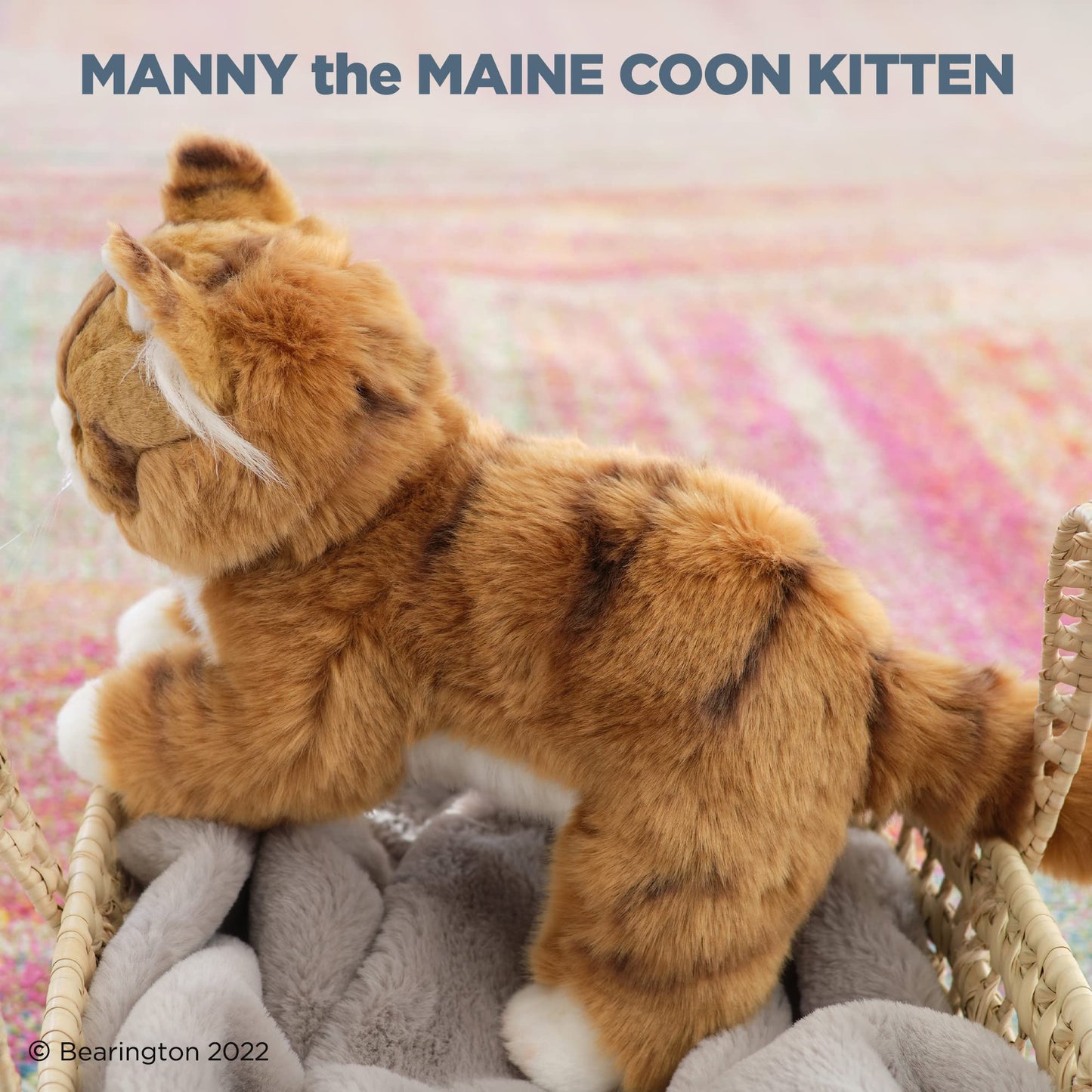 Bearington Manny The Tabby Cat Plush, 10.5 Inch Orange Cat Stuffed Animal