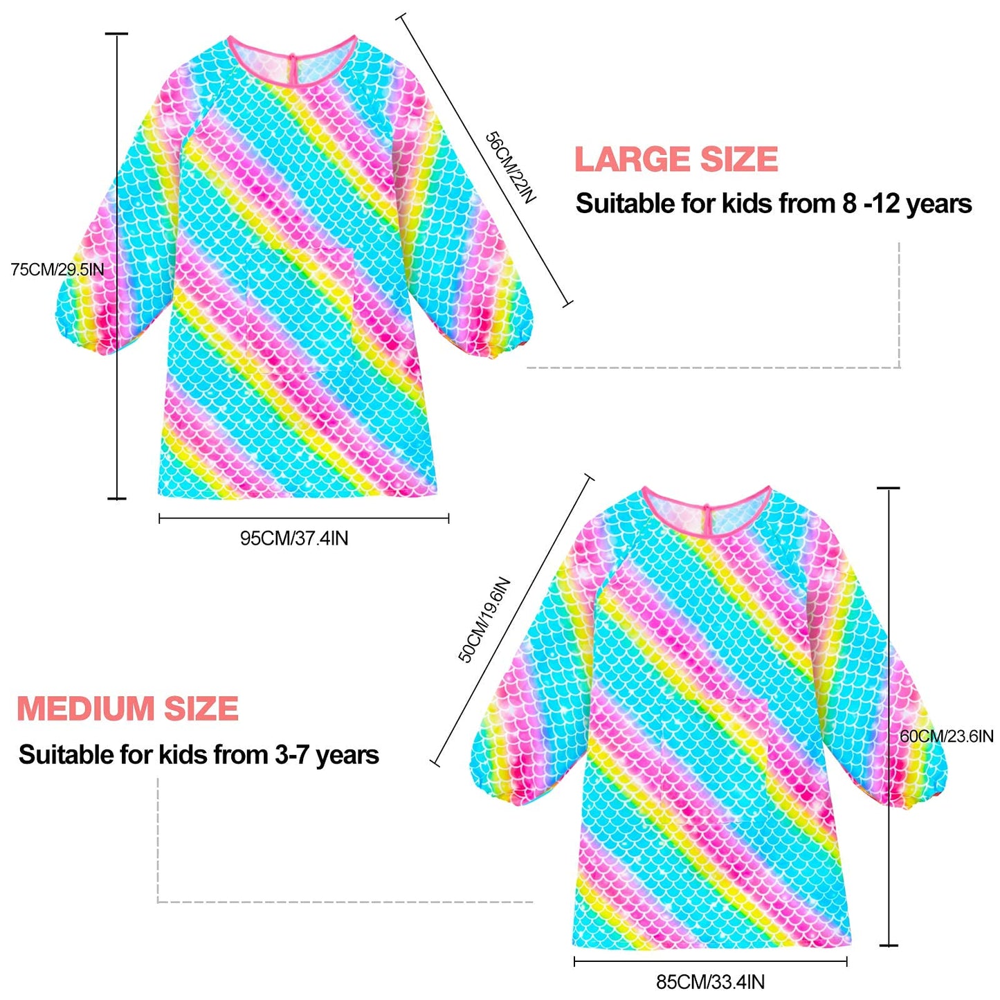Pashop Kids Art Smocks Unicorn Waterproof Painting Apron Smock For Girls Boys Long Sleeve Knee Length Artist Smock With Pocket F