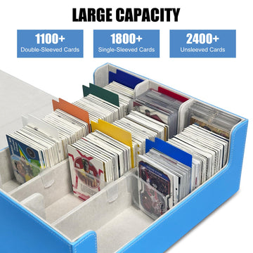 Wtvidas Soccer Card Deck Box For Trading Cards With 4 Supporters,1800+ Tcg Card Storage Box Case With 10 Colorful Dividers,Water