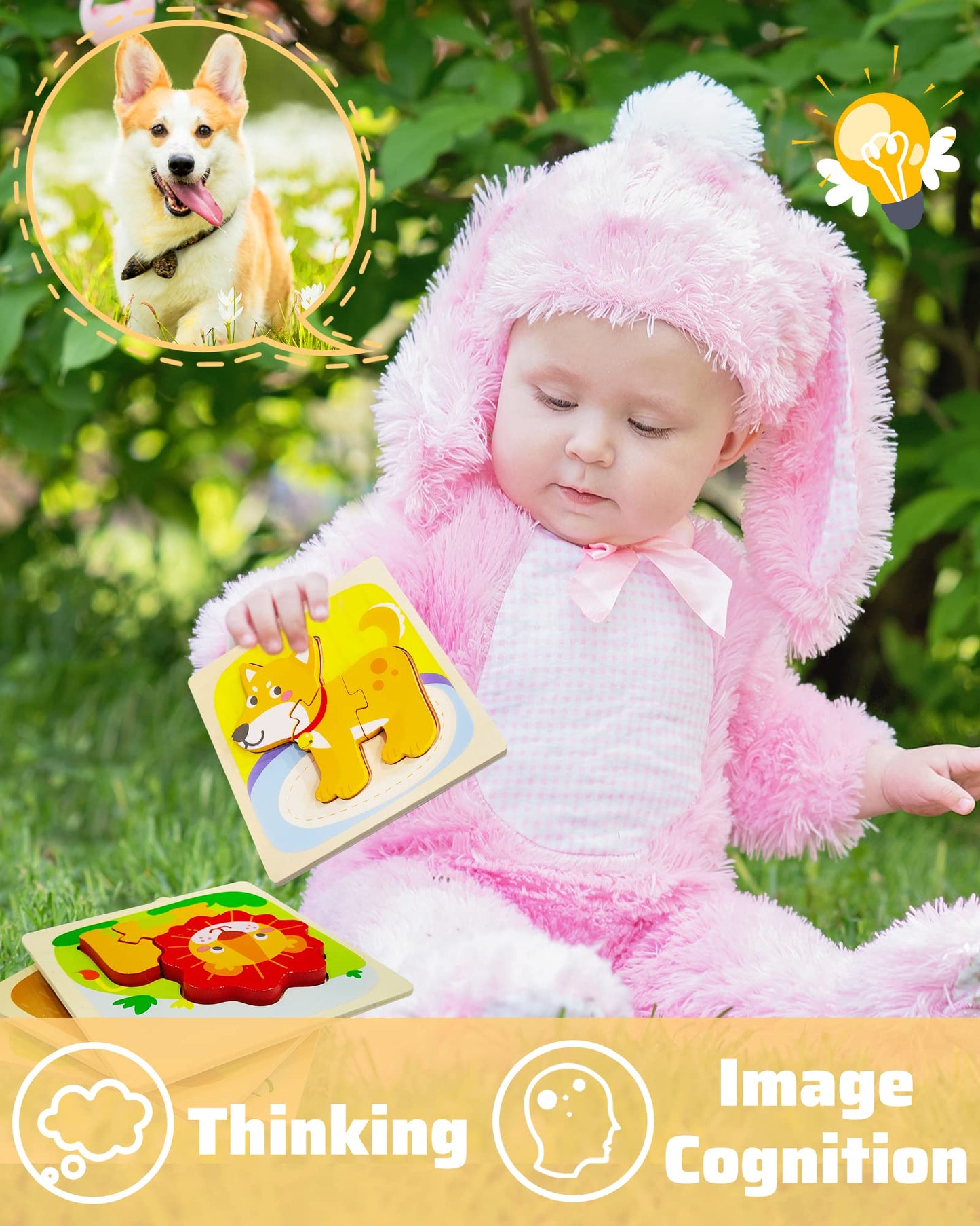 Benresive Wooden Toddler Puzzles Ages 1-3, Montessori Toys For 1 2 3 Year Old Boys Girls, 4 Pack Animal Toddler Toys Gifts For 1 2 3 Year Old Boys Girls, Learning Educational Preschool Puzzles