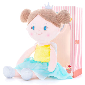 Gloveleya Dolls First Baby Girl Gifts Soft Stuffed Doll Yellow 15' With Gift Bag