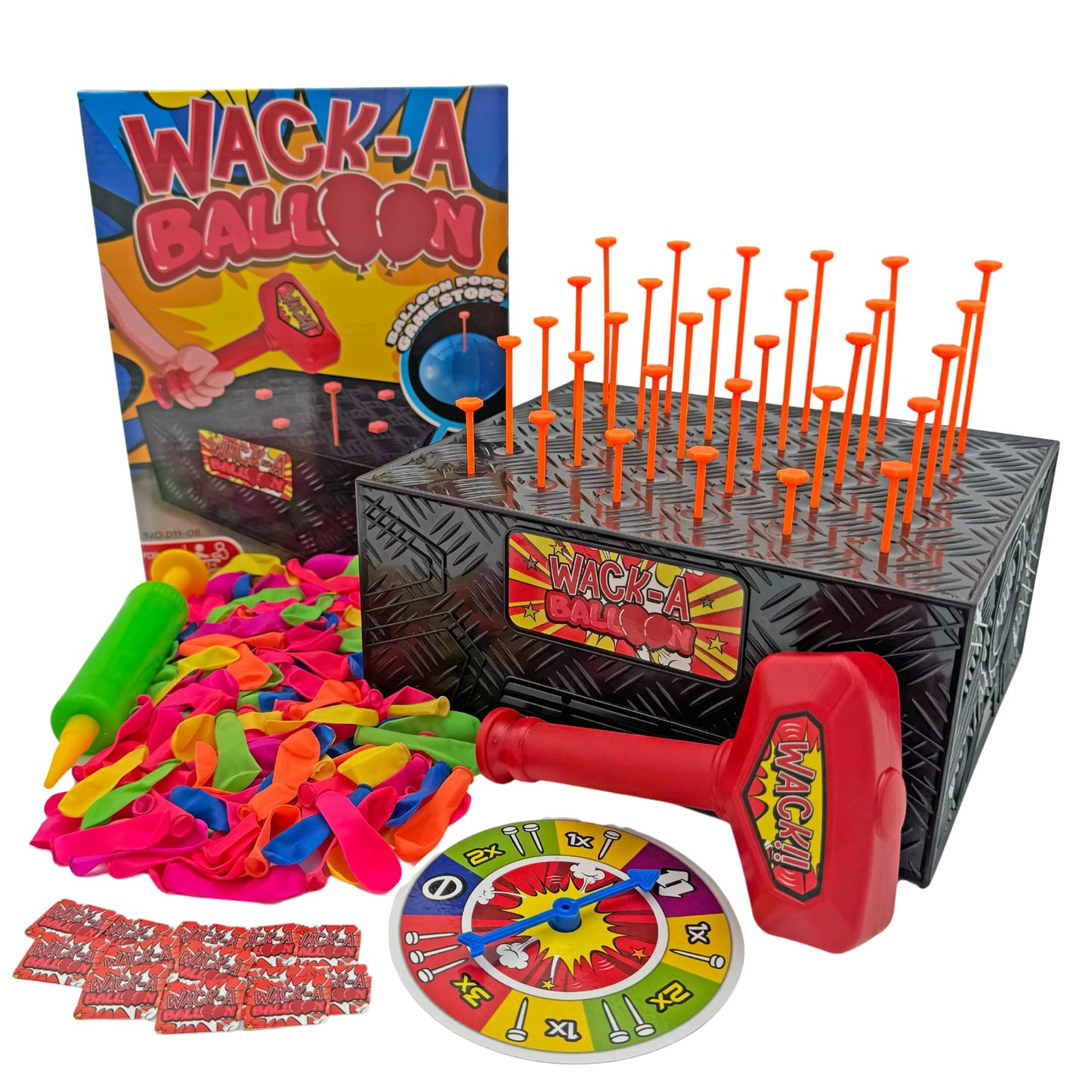 DiFFY Wack A Balloon Pop Game - Interactive Tabletop Activity, 5"x8"x10", Plastic, Birthday Gift for Ages 4+