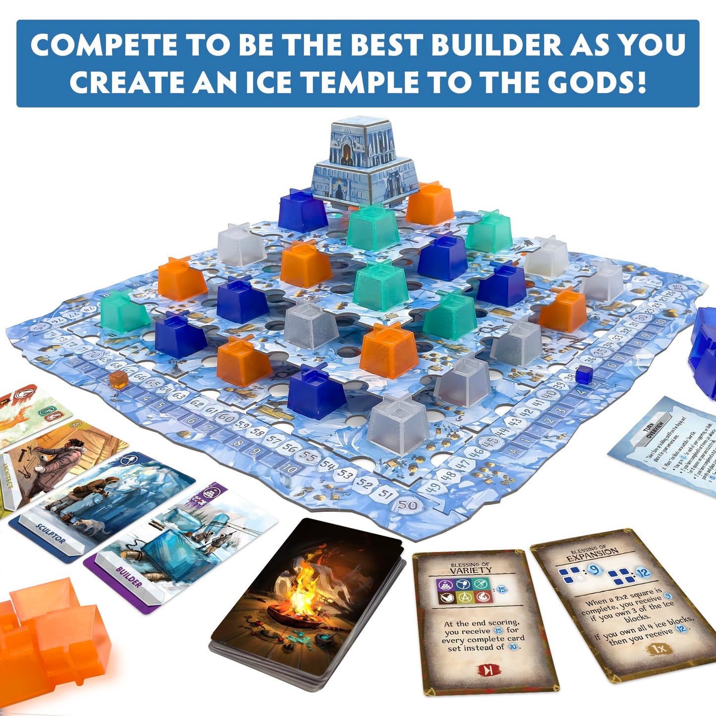 Thames & Kosmos Nunatak: Temple of Ice Strategy Board Game, 2-4 Players, Ages 10+, Cardboard, Multicolor, Model THA683801