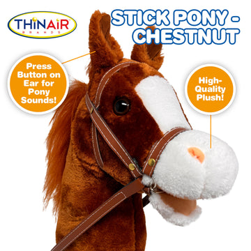 Nature Bound Stick Horse | Plush Handcrafted Hobby Horse | Stick Pony Provides Fun Pretend Play For Toddlers & Preschoolers | Handsewn, Wood, Sound Effects | Chestnut Red Color