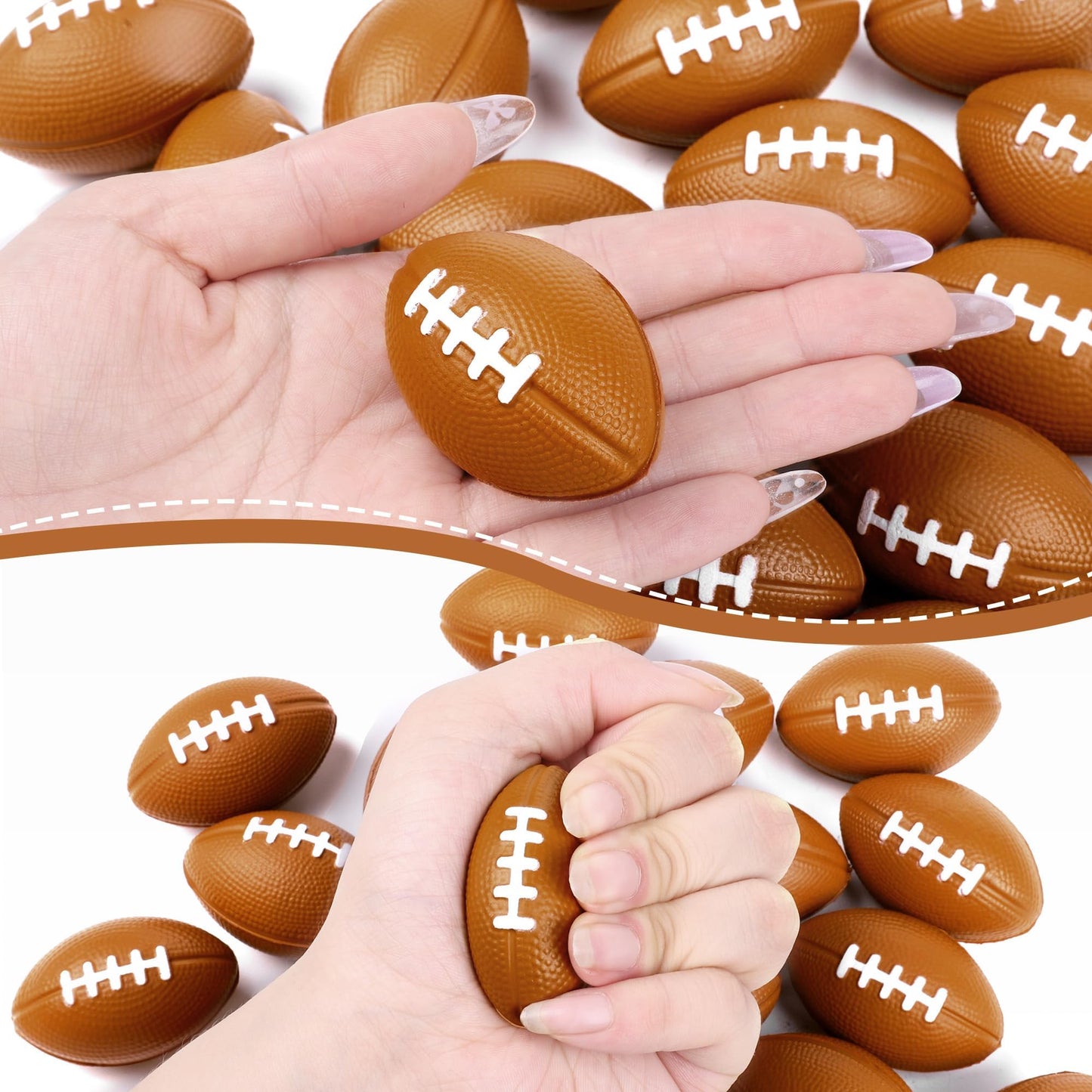 Aodaer 24 Pack Mini Football Stress Balls With Drawstring Mesh Bag Fidget Toys For Adults Soft Foam Balls For Sports Party Favor
