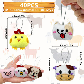 40 Pcs Mini Farm Animal Plush Toys Set Cute Small Animal Stuffed Keychain For Party Favors Keychain Ornament For Goody Bag Easte